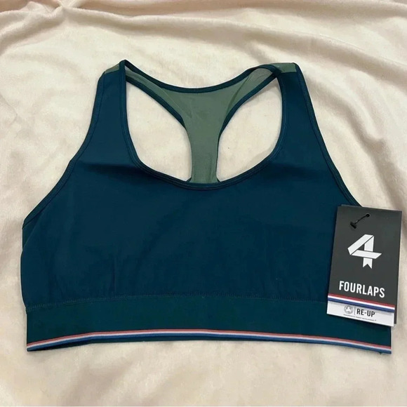 FourLaps Circuit Sports Bra Size M - Teal/Ivy NWT - Picture 1 of 3
